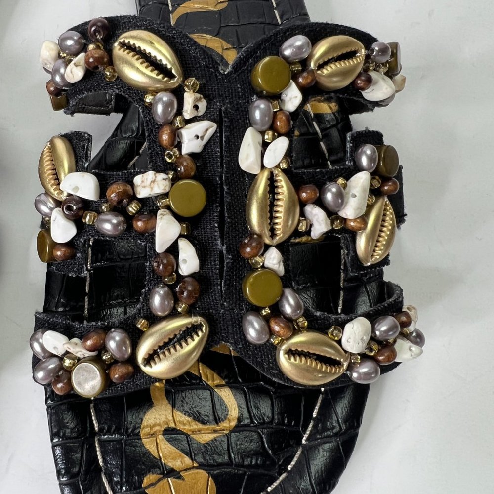 **SOLD**Sam Edelman Shell Embellished Slides Sandals Size 9 - Picture 3 of 6